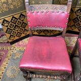 Suite 4 chairs in oak and red leather