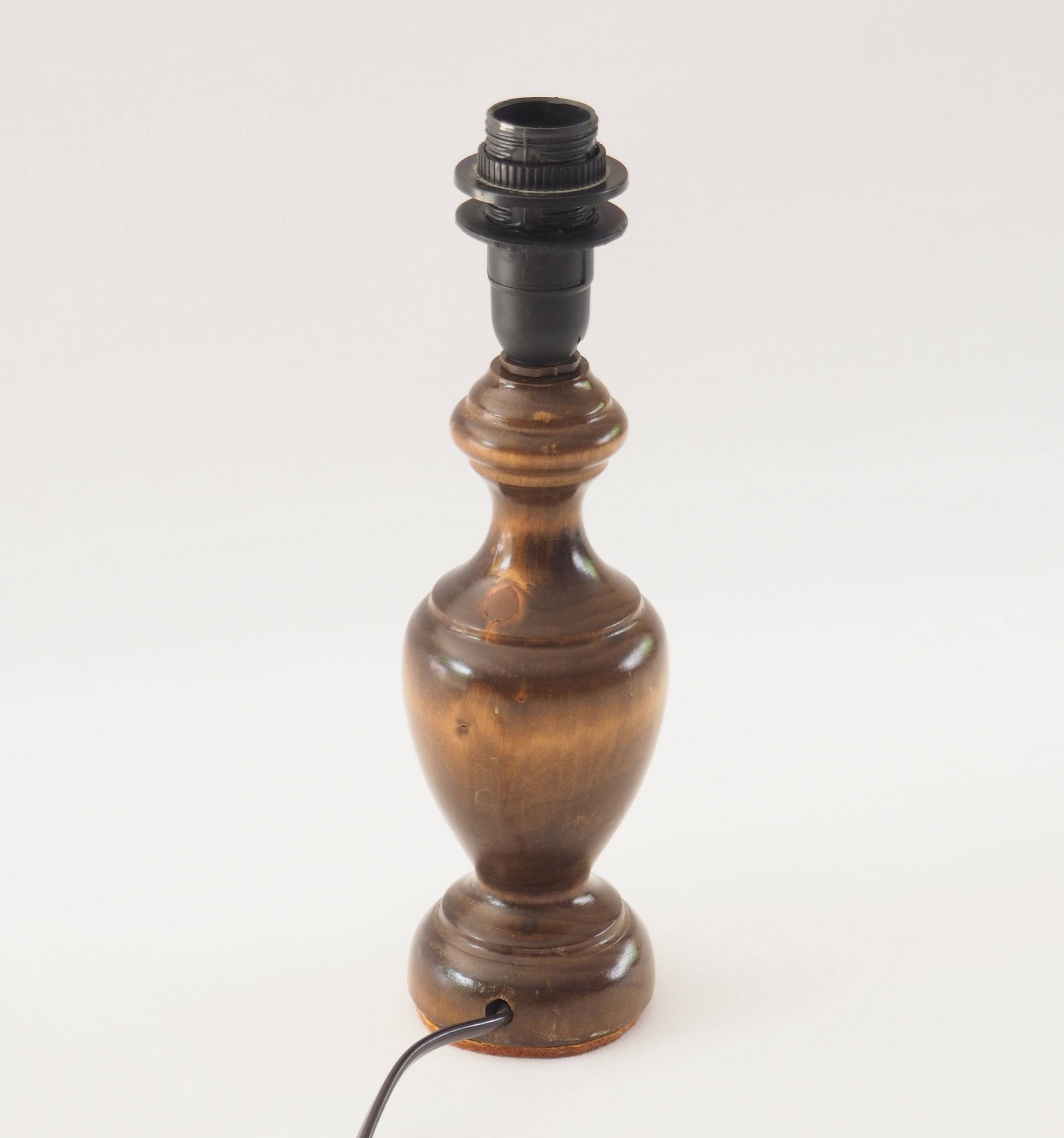 Turned wooden bedside lamp base