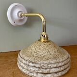 Angled wall lamp with vintage shade in yellow Clichy glass and silver edging