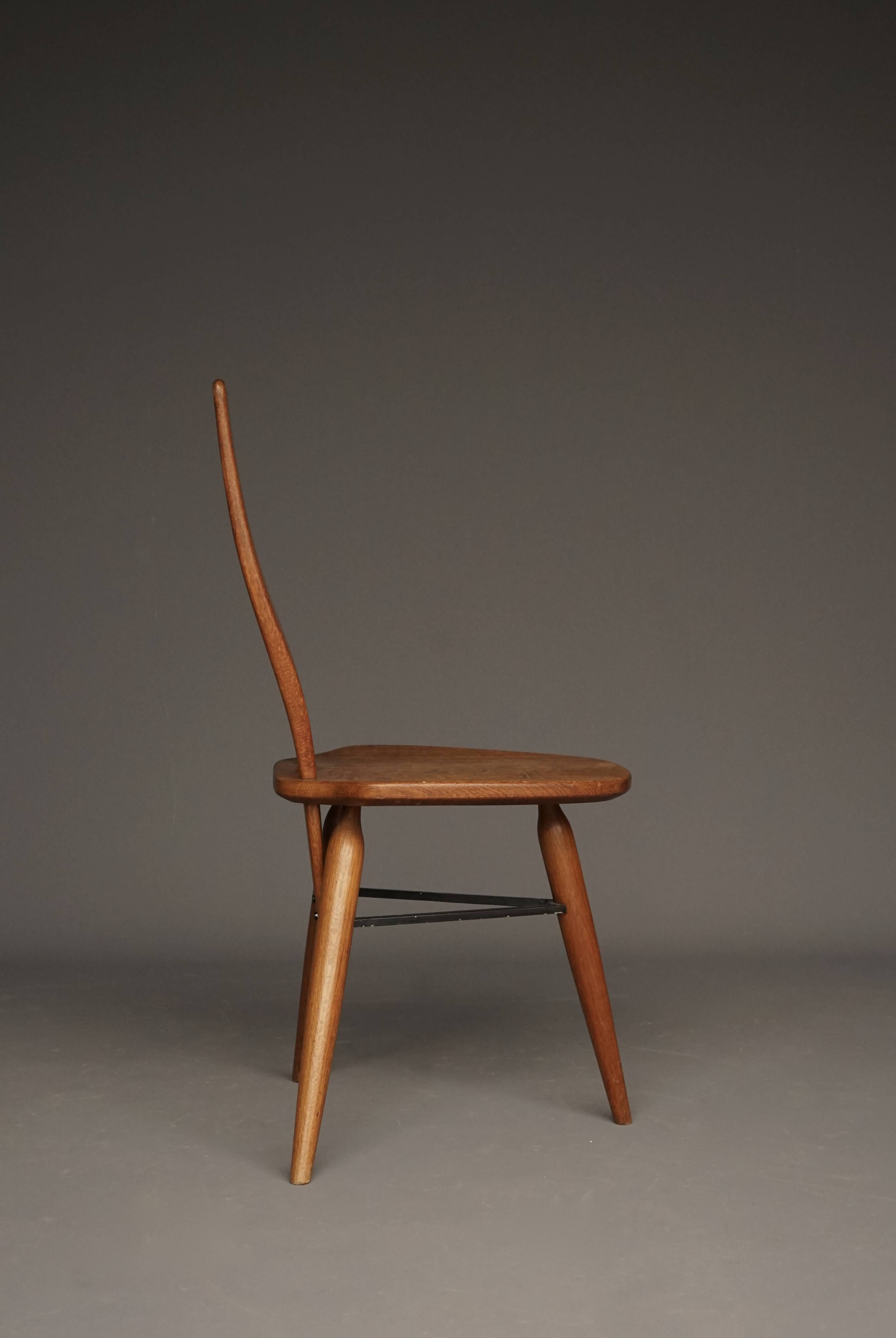 Italian Oak Side Chair, 1950s