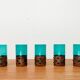 Drinking glasses in green glass and copper in mid-century style by Nanny Still, 1960s, set of 5.