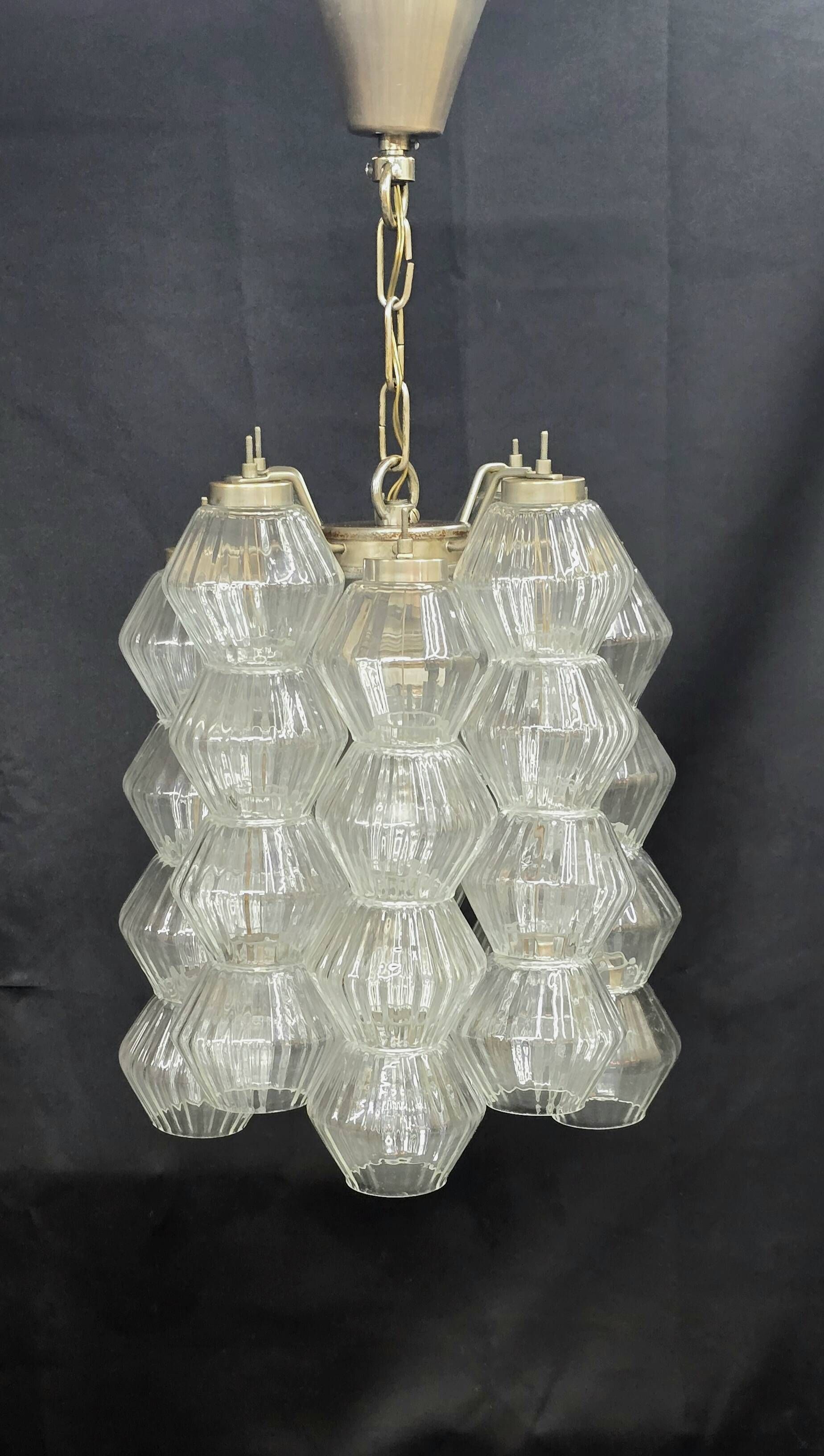 Vintage chandelier by Carlo Scarpa for Venini Murano in blown glass – Italy