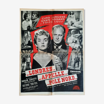 Affiche cinéma "Londres appelle Pôle Nord" Curd Jürgens 60x80cm 1956