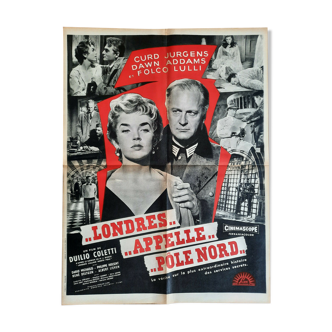 Affiche cinéma "Londres appelle Pôle Nord" Curd Jürgens 60x80cm 1956