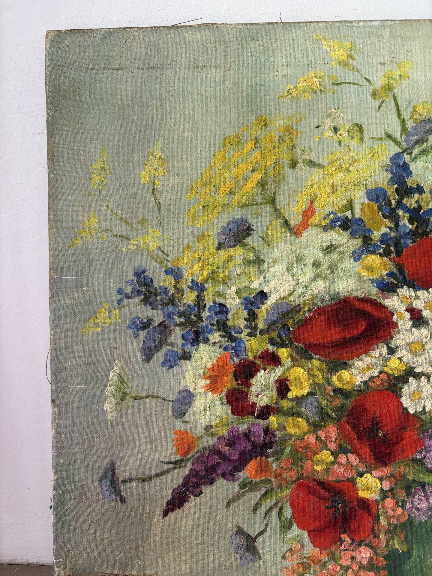 Still life with poppies, oil on canvas signed
