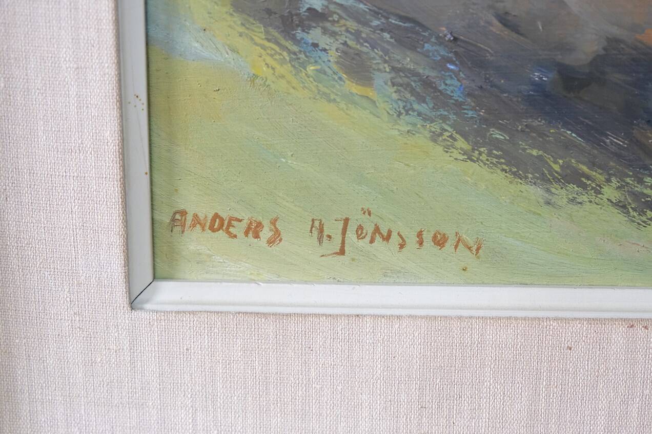 Anders A. Jonsson, Swedish Modern Landscape , 1950s, Oil on Panel, Framed