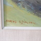 Anders A. Jonsson, Swedish Modern Landscape , 1950s, Oil on Panel, Framed