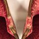 Pair of Transition period armchairs, trimmed with burgundy velvet