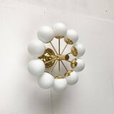 German brass ceiling lamp in mid-century modern space style by Kaiser Leuchten, 1960s.