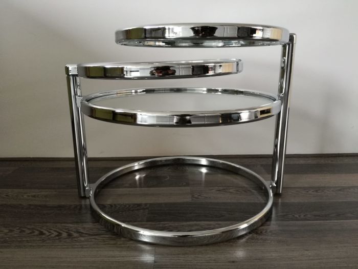 Steel coffee table and leitmotiv glass-swivel