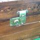 Antique travel chest Wood studded / wrapped in leather Brass lock with key (functional)