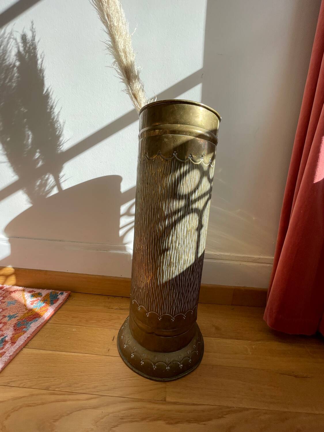 Gold metal umbrella stand