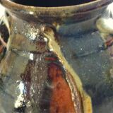 Ceramic vase, glazed stoneware, floral decoration, signature to be identified