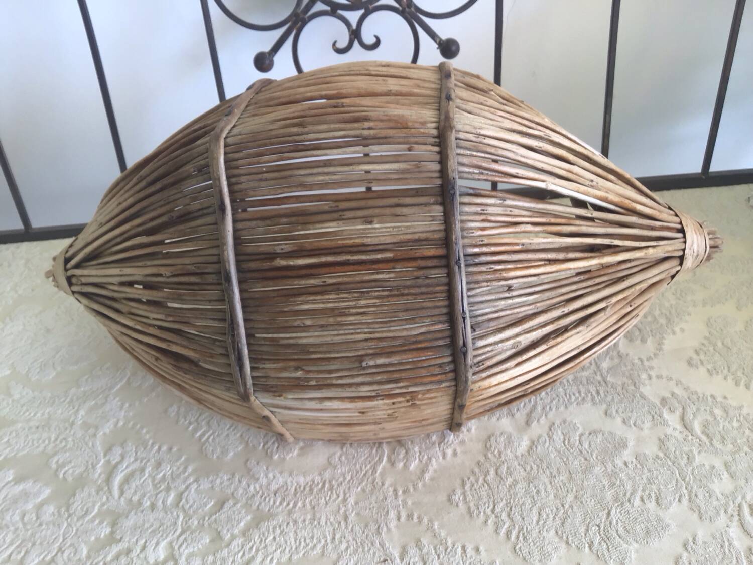 Asian boat-shaped handmade basket