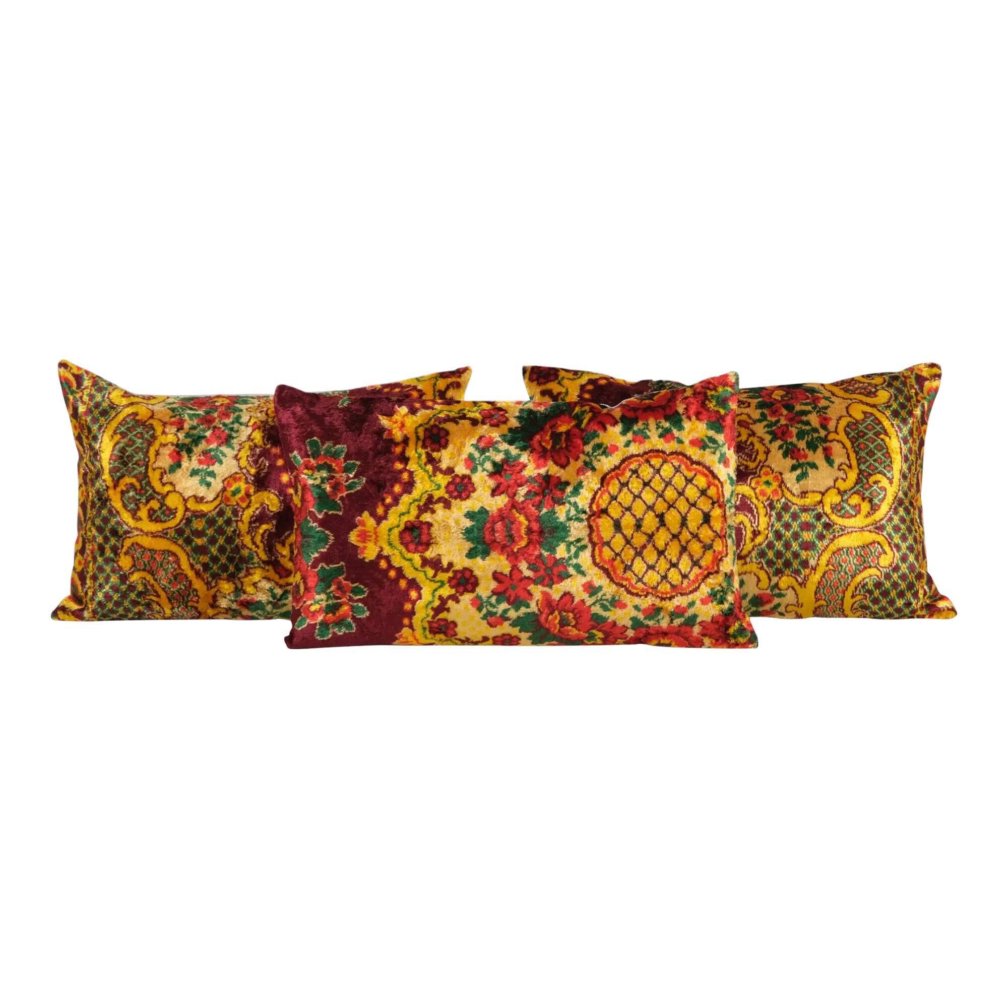 Set of 3 vintage velvet cushion covers 41x61 cm