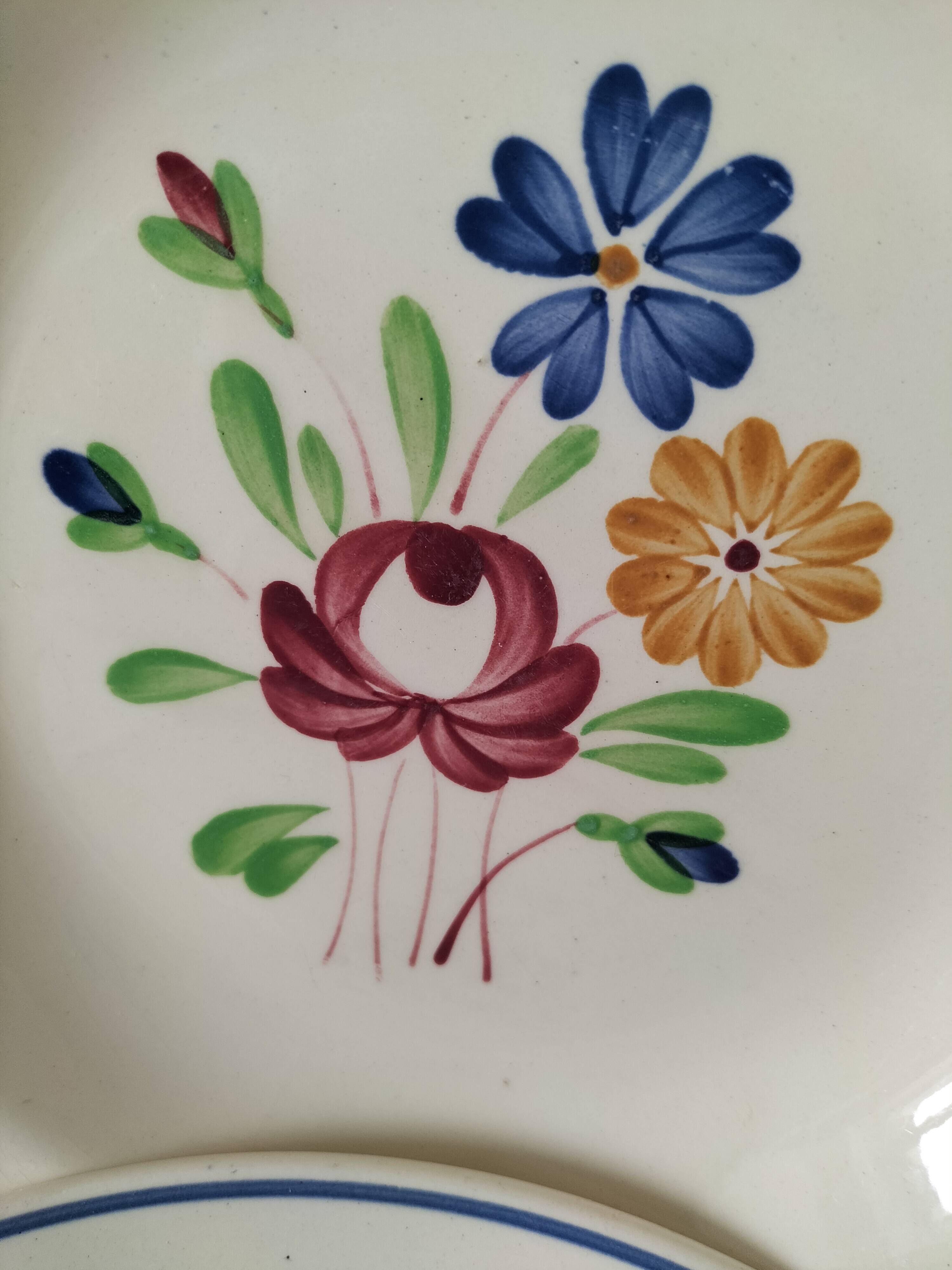 Trio of K&G Lunéville soup plates – Chantilly model, hand-painted