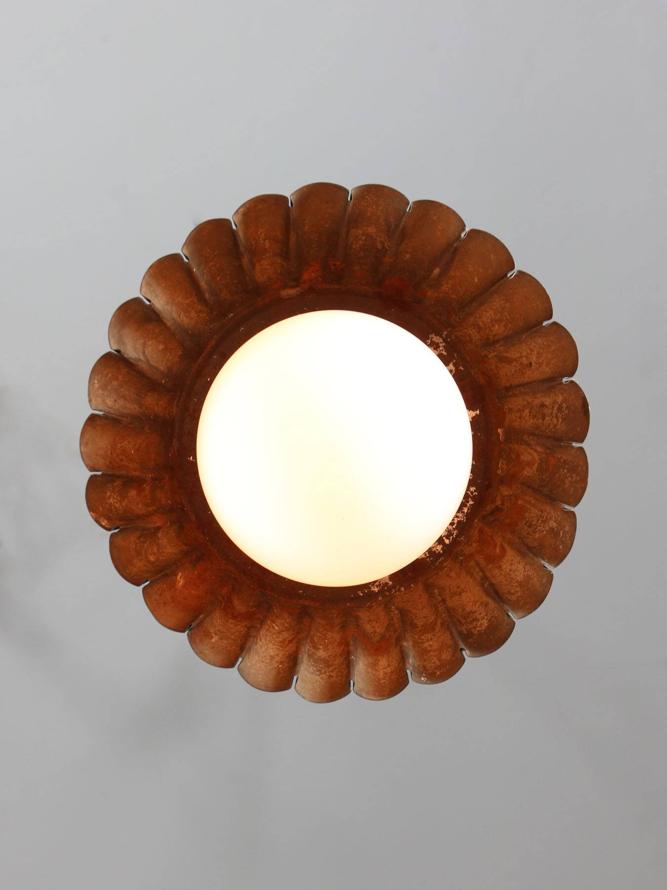 Vintage metal and opaline flower pendant lamp