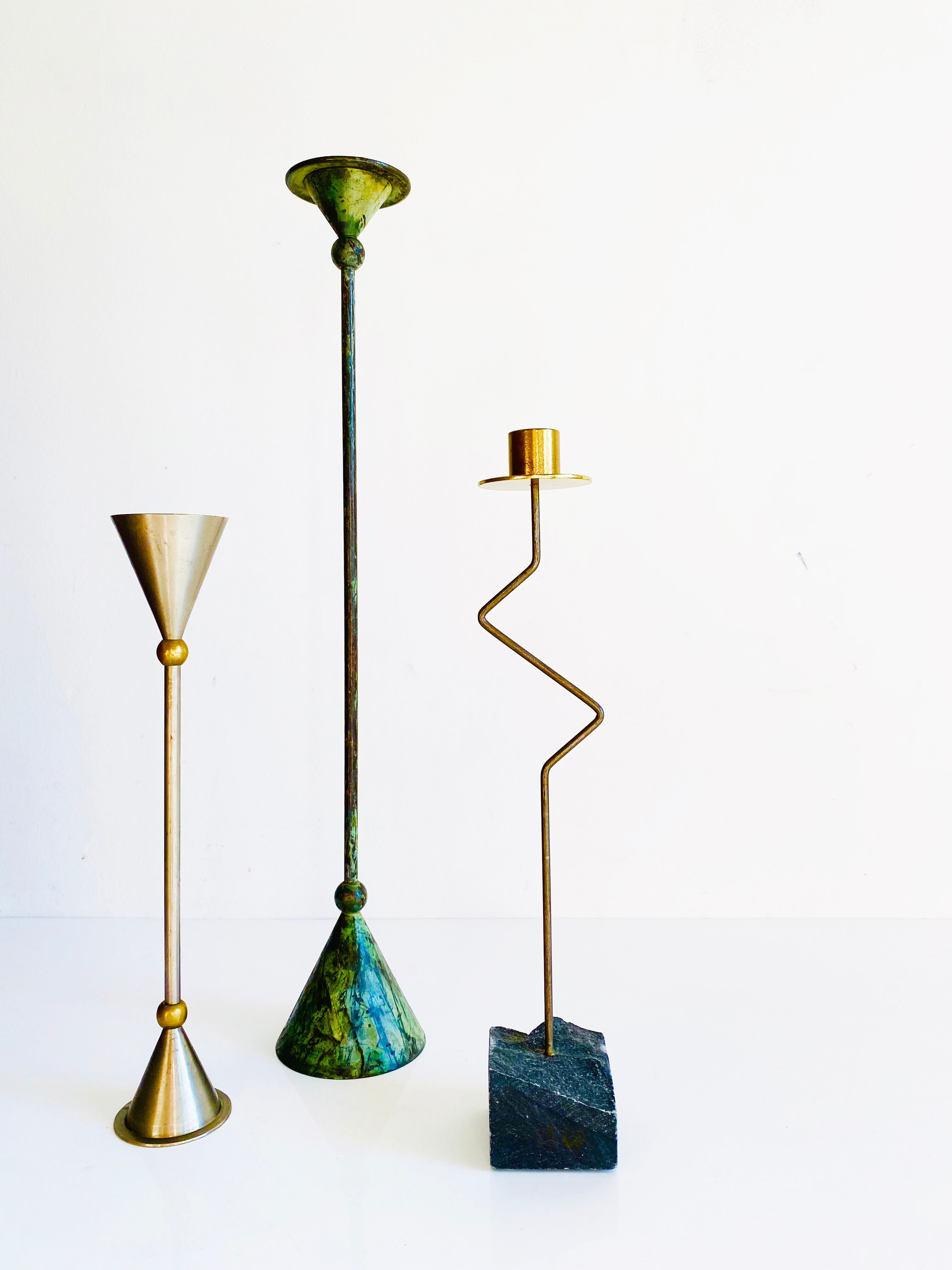 Set of three metal candle holders. Ikea, 80s
