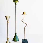 Ensemble de trois bougeoirs en métal. Ikea, années 80