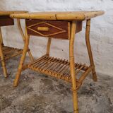 Pair of vintage rattan bedside tables