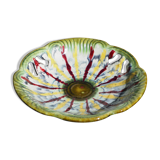 Openwork fruit cup with yellow and red drips - Fat lava, West Germany - 70s