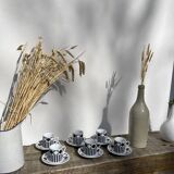 6 Vintage 90s Black and White Coffee Cups Geometric Patterns