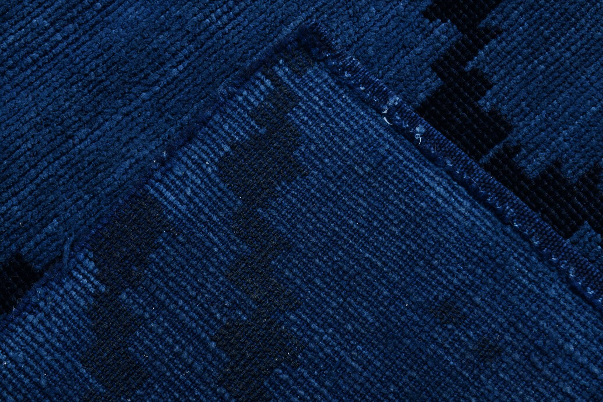 7x10 Navy Blue & Black Turkish Kilim Rug, 204x296Cm