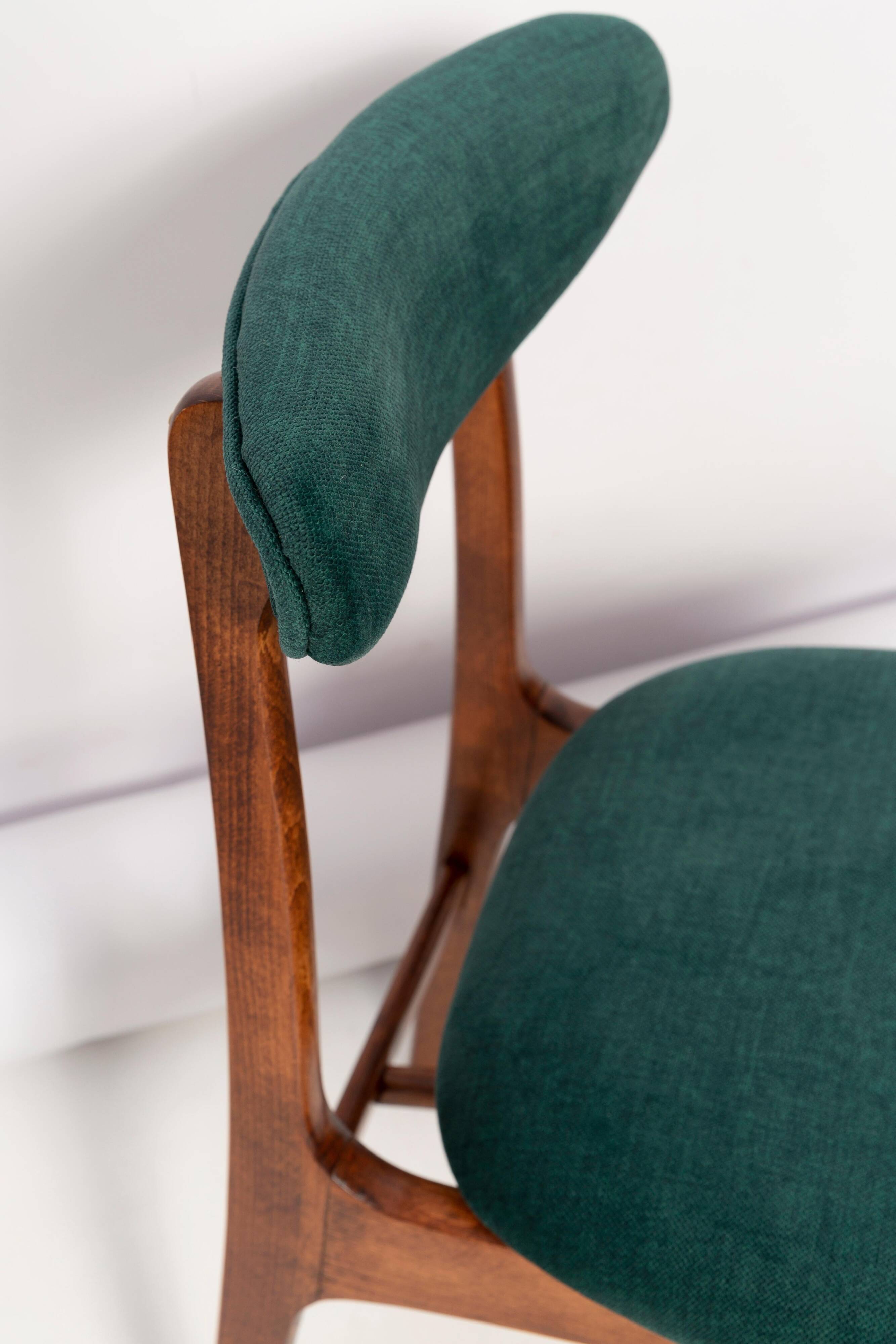 Green velvet Mid-Century chair designed by Rajmund Hałas, Poland, 1960s.