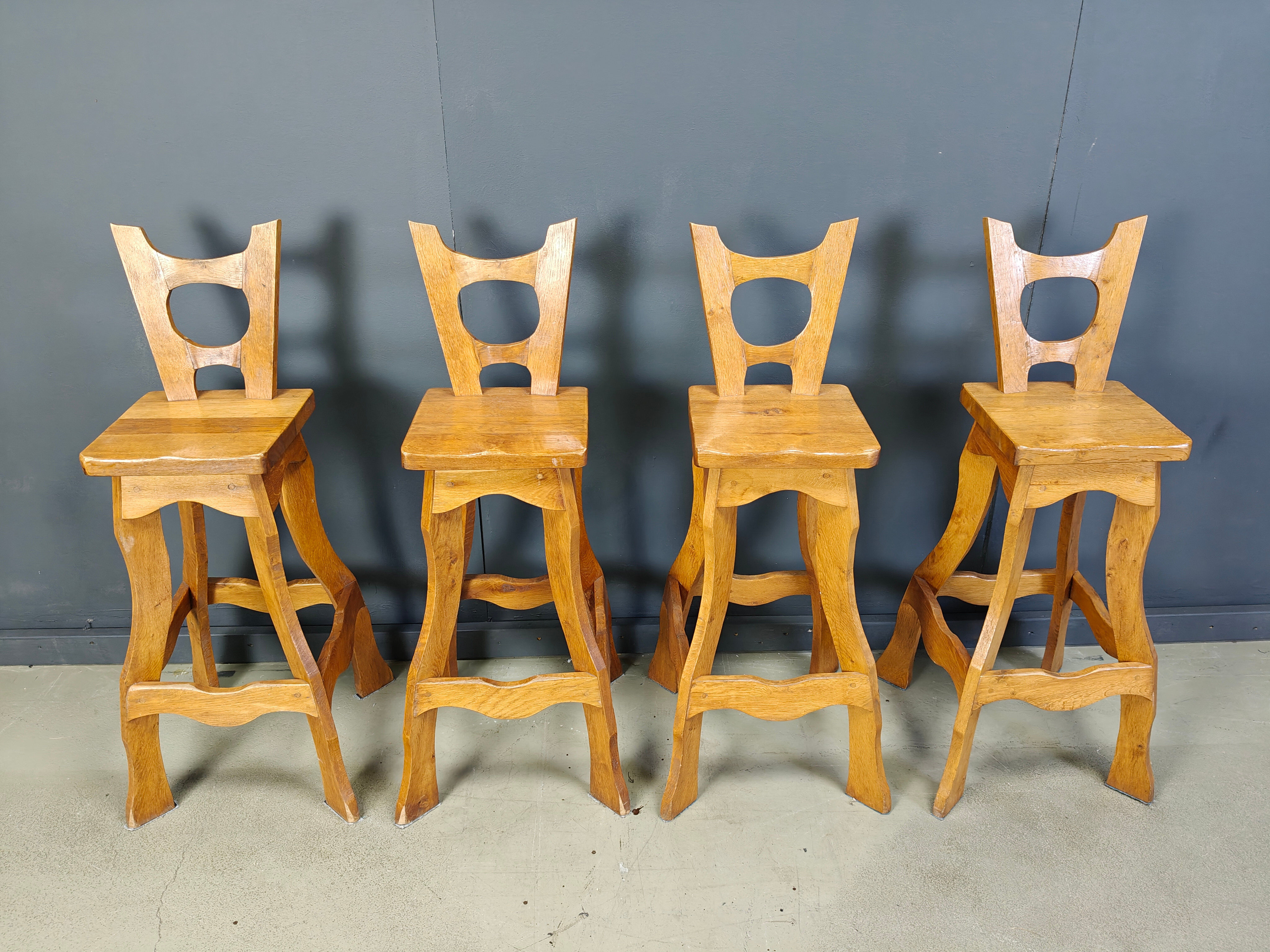 Vintage brutalist bar stools, set of 4 - 1960s