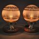 Pair of Italian Etched Glass, Chrome and Wood Table Lamps, 1950s