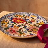Large decorative plate Gien – French earthenware – multicoloured flowers – Ø 30
