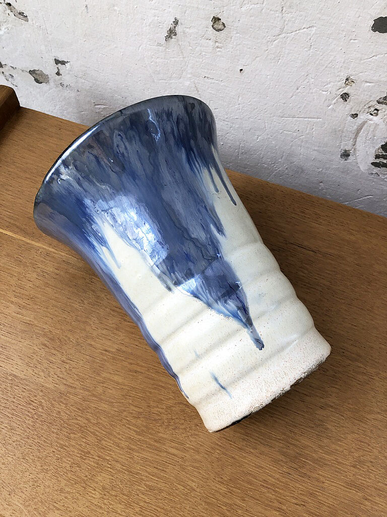 Blue and white enamel vase