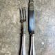 2 service cutlery sets, Christofle silver-plated meat, "Spatours" pattern.