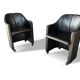 Pair of armchairs "S142" by Eugenio Gerli for Tecno in black leather
