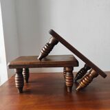 Pair of vintage solid wood footrests