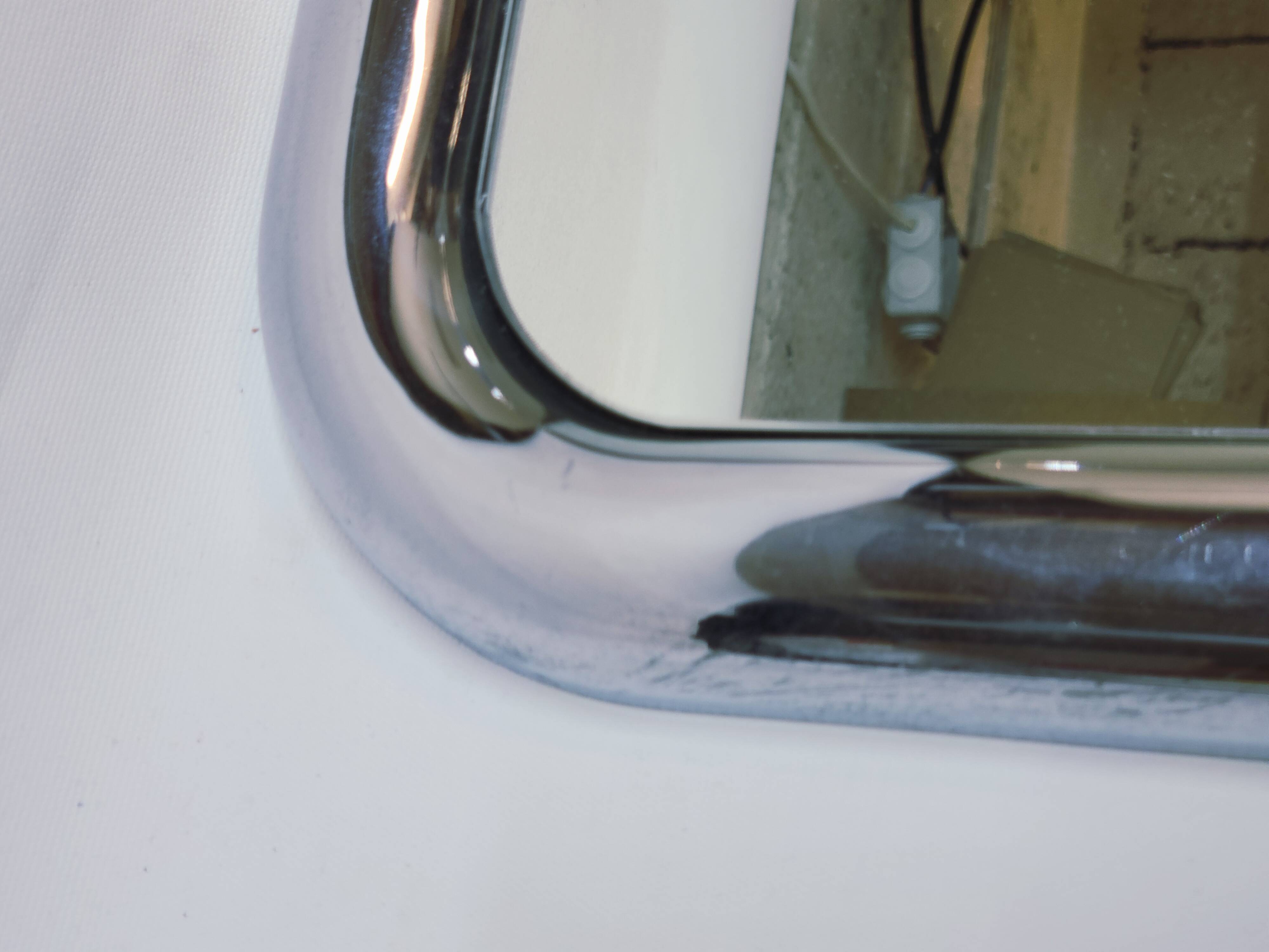 Miroir carré chromé dans le goût de Bilumen Castiglioni, années 70