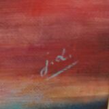 Oil on cardboard coated bouquet of tulips signed