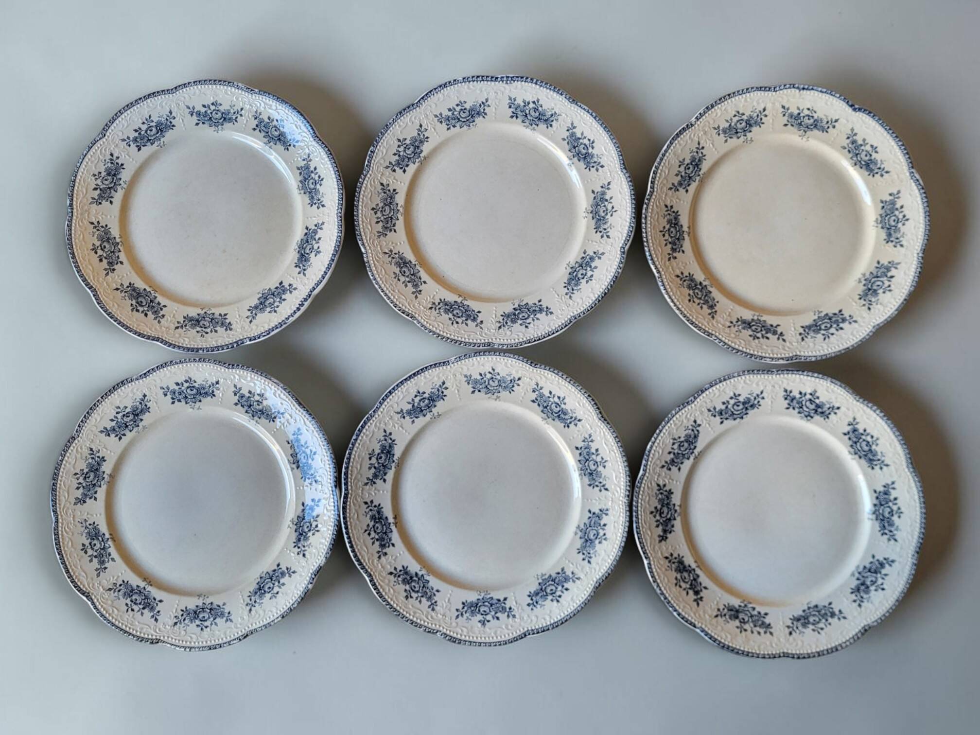 6 assiettes plates Badonviller modèle Richelieu