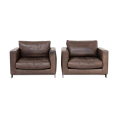 Pair of Hannes Wettstein ‘reversi’ leather design fauteuil for Molteni & C