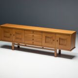 Brutalist Oak Buffet, Belgium, 1960s