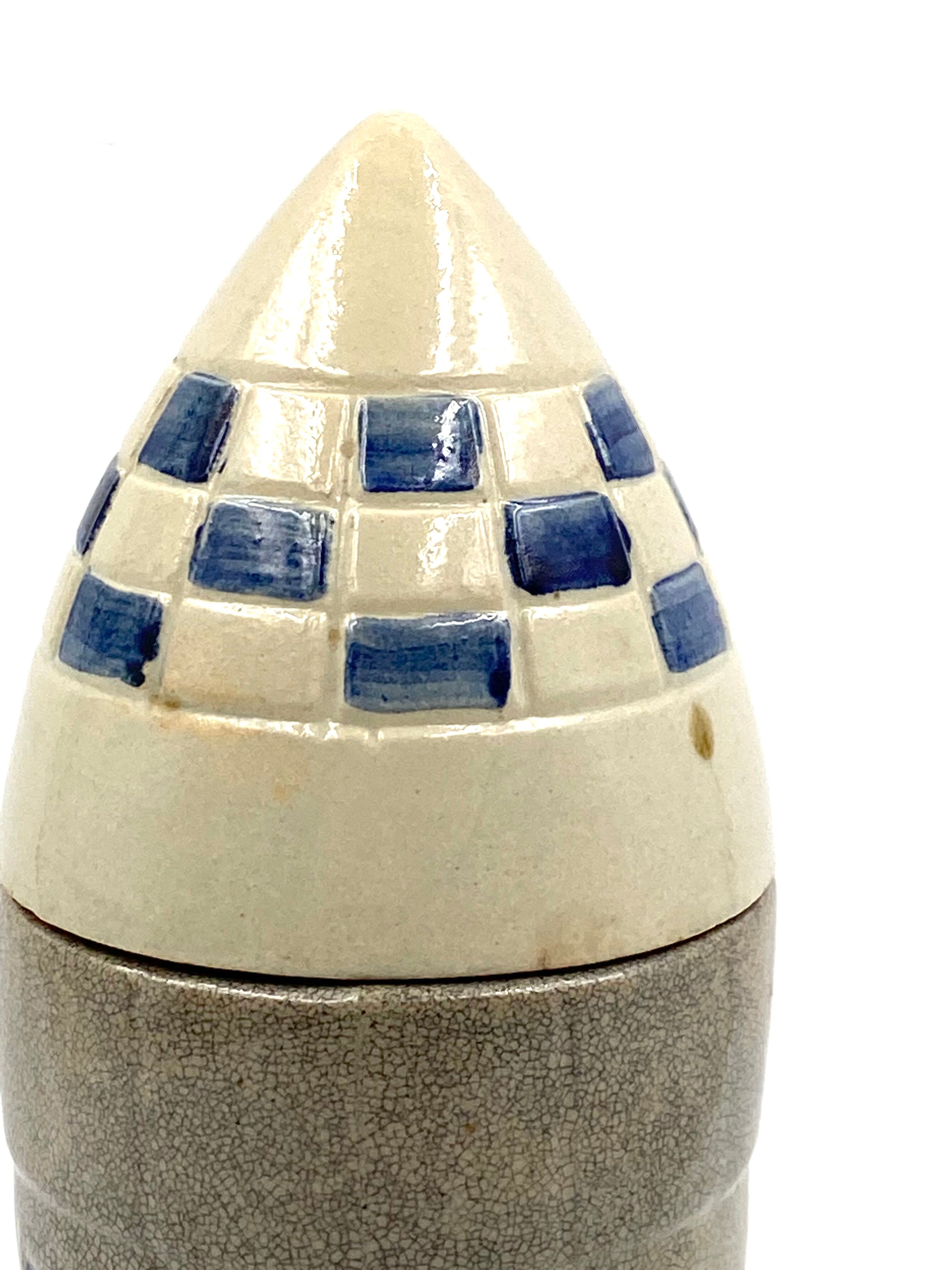 Ceramic rocket, spaceship bottle, France 1940s-1950s
