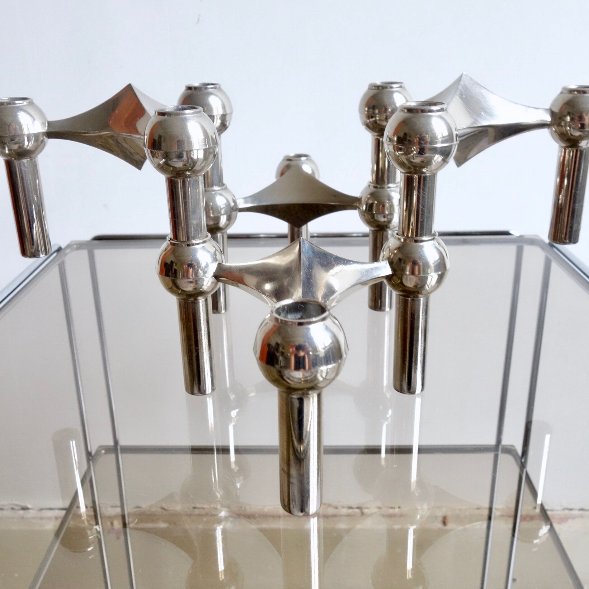 Candlesticks modular S22 by Caesar Stoffi & Fritz Nagel for BMF 1970 s, Set of 4