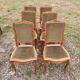 6 chaises de style Louis XV en velours vert olive