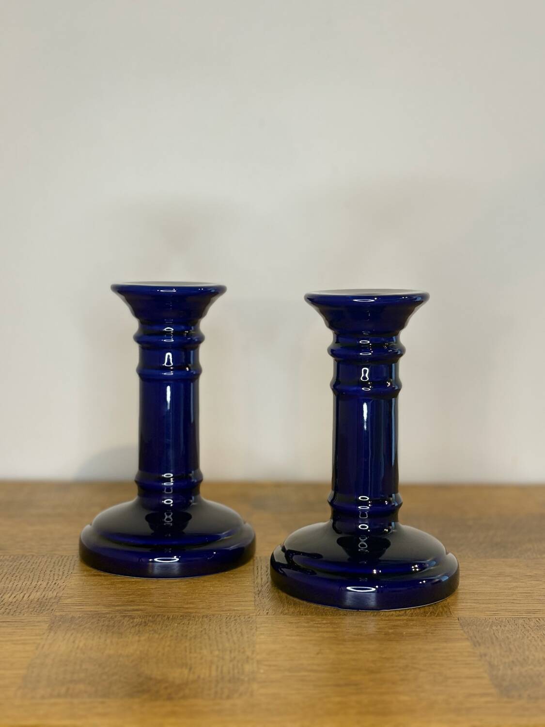 Bougeoirs bleu en porcelaine Luciano