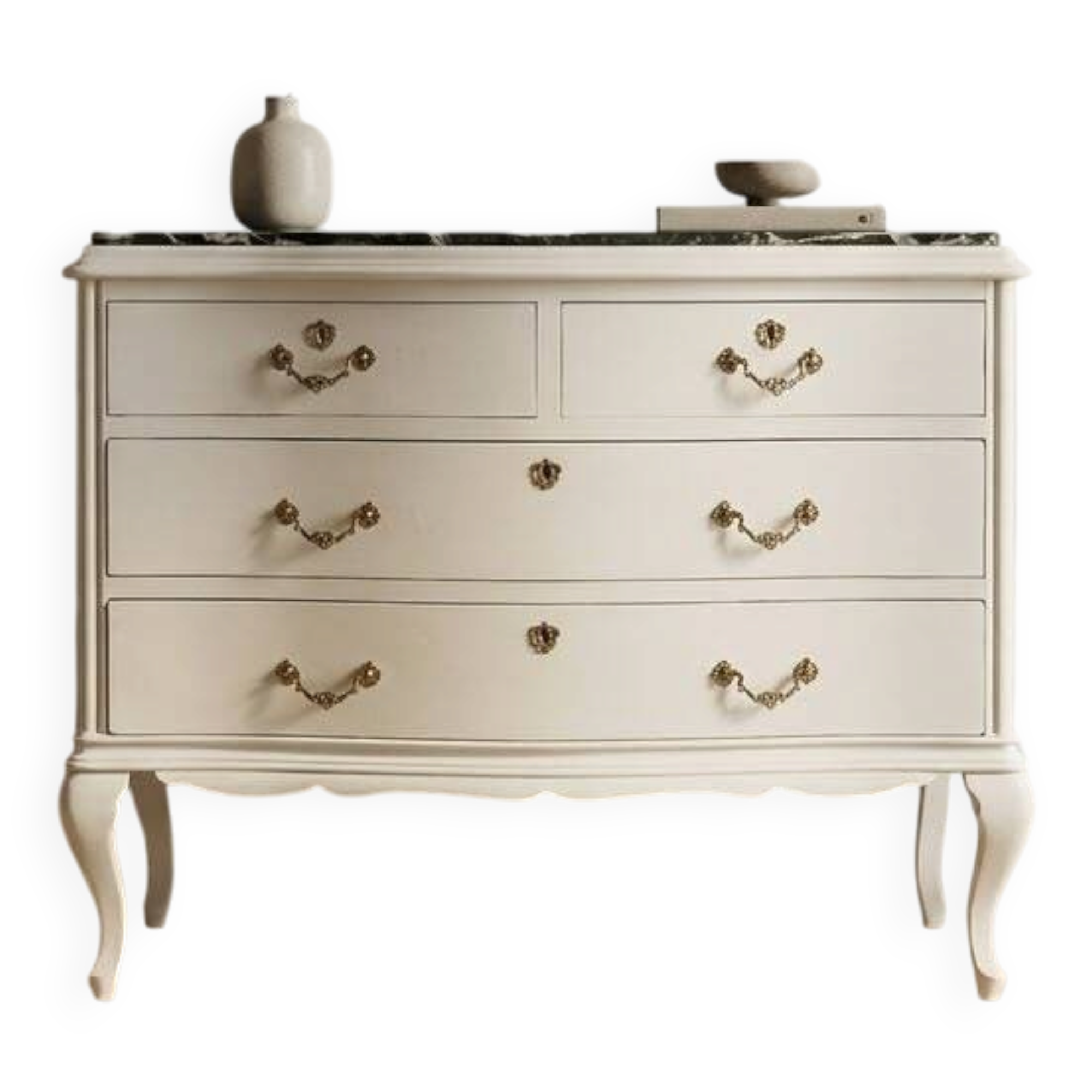Commode vintage courbée avec plateau en marbre - Rénovée