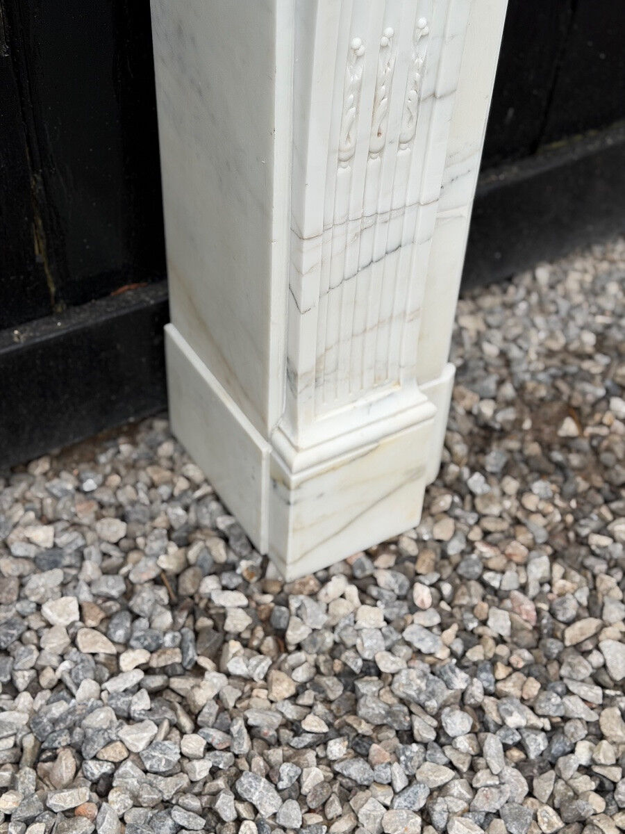 Louis XVI style fireplace in white Carrara marble circa 1880