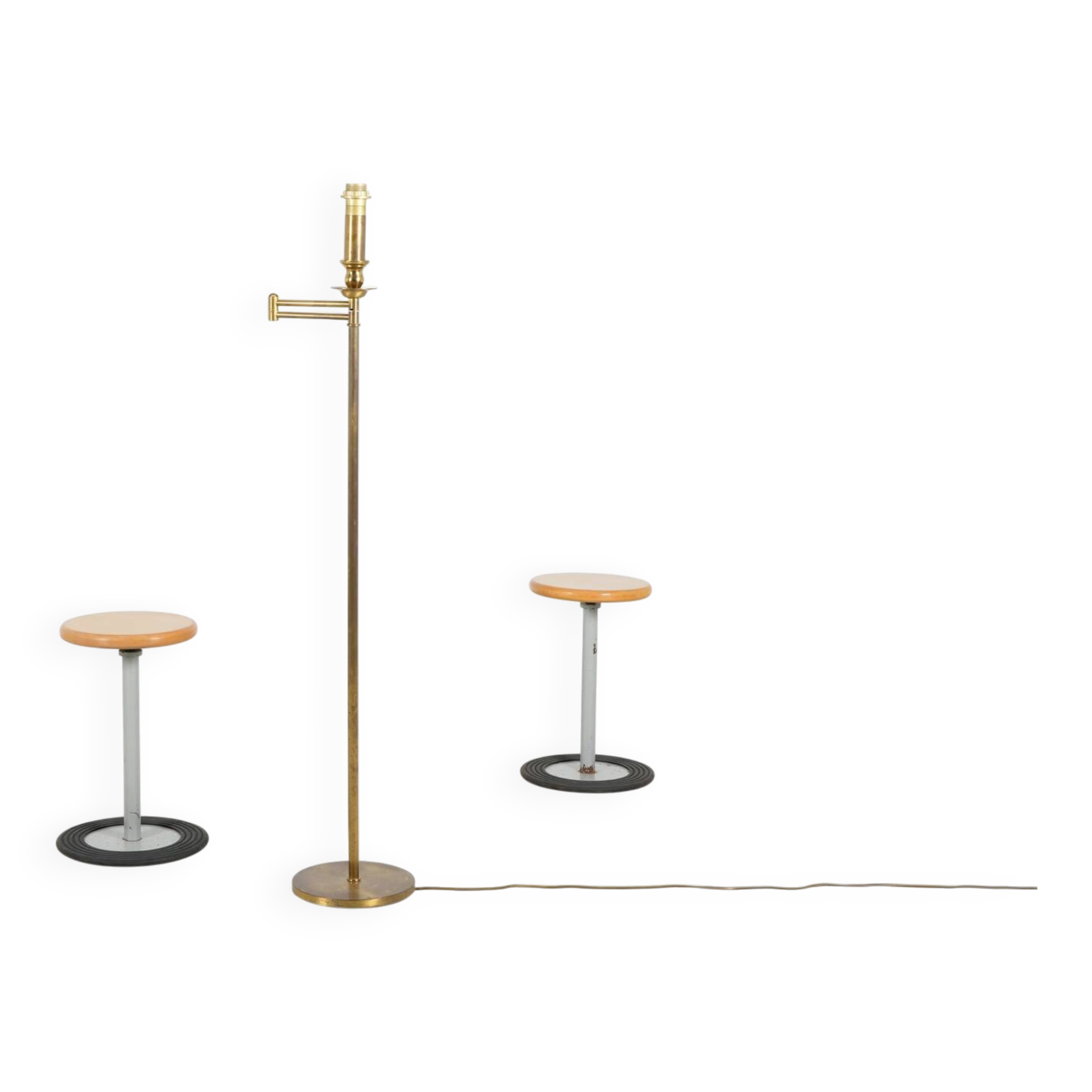 1980s patinated brass reading lamp