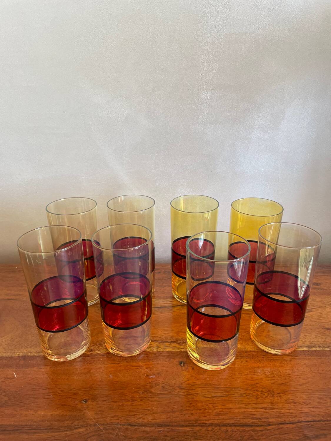 8 large colored glasses