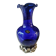 Corolle shaped vase in blown Art glass/Arte Murano Kristall Mery. Cobalt blue on a silver metal-look floral base. Dim 26 x 14 cm