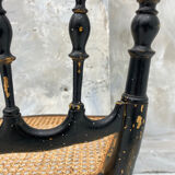 Napoleon III chair in blackened wood and cane